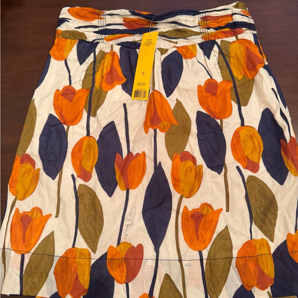 Tory Burch A-Line Skirt - Orange and Blue Floral